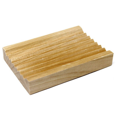Serenityy Hemu Wood Soap Dish GroovySustainable Drainage Soap Tray For Handmade SoapsBeigeFreestandingEach. from B&Q