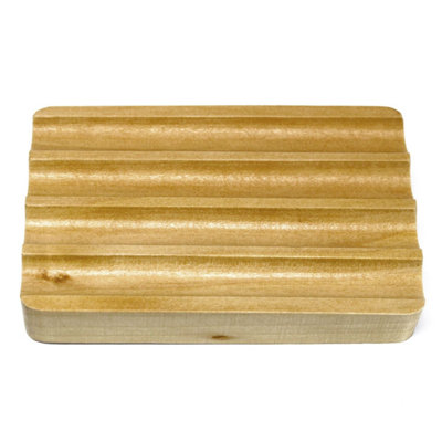 Serenityy Hemu Wood Corrugated Soap DishSustainable Wooden Soap Tray For Better Drainage And Longer-Lasting Soaps from B&Q