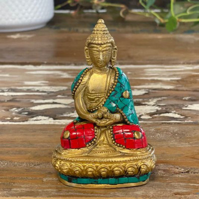 Serenityy Brass Buddha Figure Blessing Pose 7.5 CmSolid Brass Decorative Figurine from B&Q