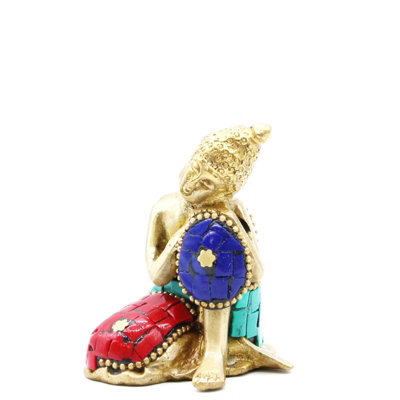 Serenityy Handcrafted Brass Buddha FigureThinking Pose6.5 Cm Multicolour. from B&Q