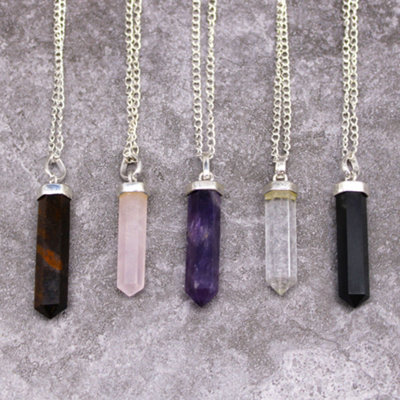 B&Q -  Gemstone Classic Point PendantRock QuartzMulticolour Options20G