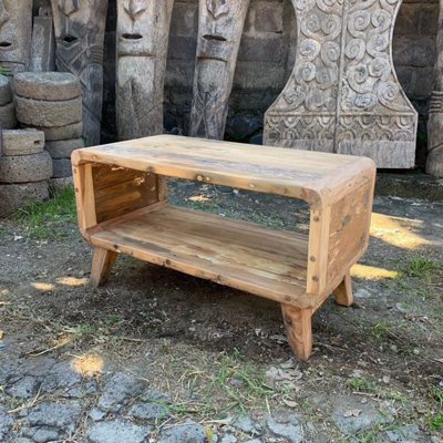 Serenityy Small Rounded Coffee Table In Recycled Teak Wood50Cm DiameterRustic Matt Finish from B&Q