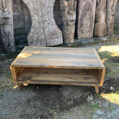 Serenityy Large Recycled Teak Coffee TableHand-Made Rustic Rectangular 122Cm from B&Q