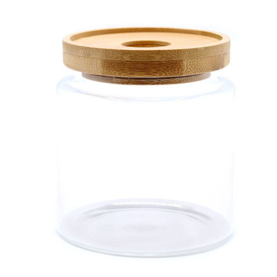 Serenityy Cottage Bamboo Glass Storage Jar 500Ml10Cm Clear Glass With Bamboo Lid270G. from B&Q