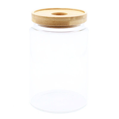 Serenityy Aw Dropship Uk Cottage Bamboo Glass Jar 850Ml15Cm Clear Storage Jar With Bamboo Lid from B&Q