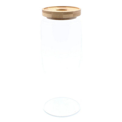 Serenityy Cottage Bamboo Glass Storage Jar 1500Ml25Cm Clear Glass With Bamboo LidAw Dropship Uk from B&Q