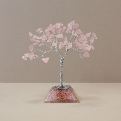 Serenityy Rose Quartz Gemstone Tree With Orgonite Base80 StonesPink Decorative Figurine from B&Q