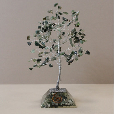 Serenityy Gemstone Tree With Orgonite Base160 Moss Agate StonesGreen Decorative Crystal Ornament from B&Q