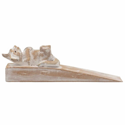 Serenityy Hand-Carved Kitten DoorstopSustainable Jemipinis Wood16 X 4 X 8 Cm from B&Q