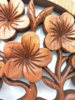 Serenityy Aw Dropship Uk Tree Of Life Frangipani Wooden Wall Panel 40CmBrownMatt Brushed Finish from B&Q