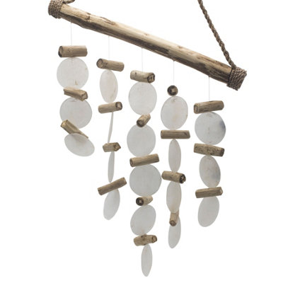 Serenityy Pearl Effect Driftwood ChimeHandmade Capiz Shell Wind Chime For Indoor And Outdoor Décor from B&Q
