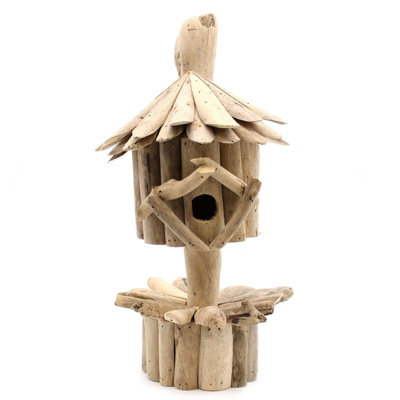 Serenityy Driftwood Birdbox On StandHandmade Recycled Wood Nest Box H40 X W16 X D14 Cm from B&Q