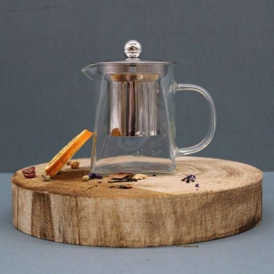 Serenityy Ancient Wisdom Glass Infuser TeapotTower Shape350MlClear. from B&Q