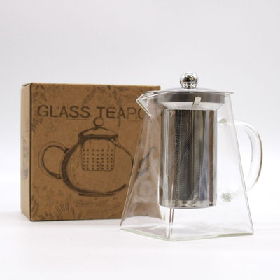 Serenityy Glass Infuser Teapot 750MlTower Shape Clear Glass With Stainless Steel Micro Mesh Filter from B&Q