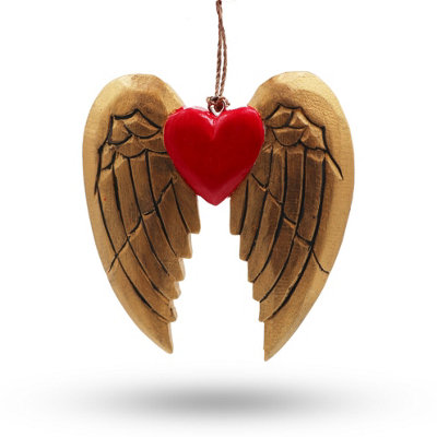 Serenityy Hand-Painted Gold Angel Wing And Heart Hanging Decoration SetBlack Detail from B&Q