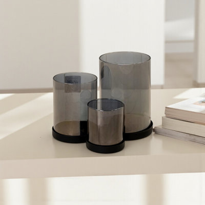 Set Of 3 Smoked Glass Candle Holders from B&Q