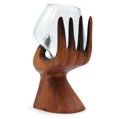 Carved Hand Molten Glass Bowl Artistic Decorative Home Ornament from B&Q
