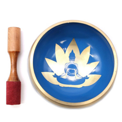 Serenityy 14Cm Tibetan Singing Bowl SetWhite/blueIncludes Striker And CushionIdeal For Yoga And Meditation from B&Q