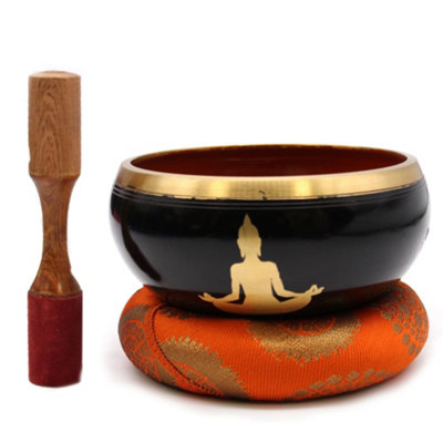 Serenityy Large Buddha Singing Bowl Set Black/orange 14 Cm With Accessories0.9 Kg from B&Q