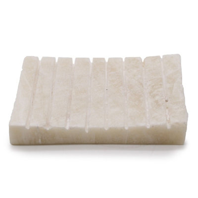 Serenityy Aw Dropship Uk White Onyx Ridged Soap DishNatural StoneMatt FinishFreestanding390G from B&Q