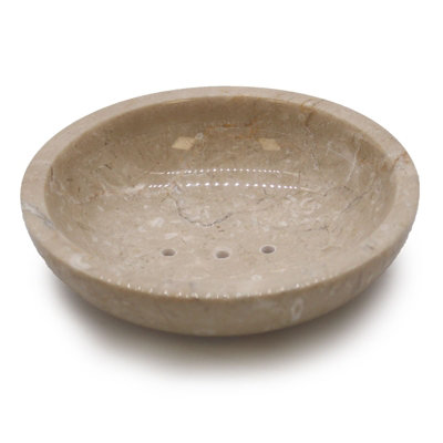 Serenityy Round Honey Marble Rounded Soap DishPolished Freestanding Stone Soap Dish With Drainage HolesApprox. 254 G. from B&Q