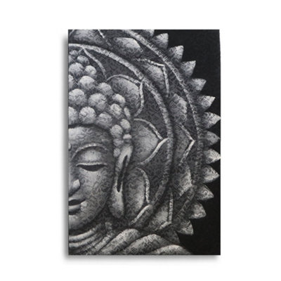 Serenityy Grey Half Buddha Mandala Unframed Print 60X80 CmMatt FinishLarge Portrait. from B&Q