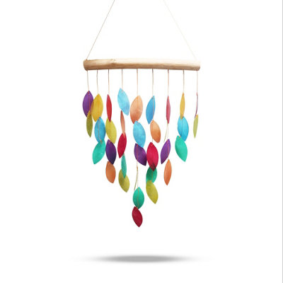 Serenityy Rainbow Leaf Capiz ChimeHandmade Bali Wind Chime from B&Q