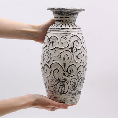 Serenityy Swirls Shaped Ceramic Terracotta Vase In CreamHandmade Lombok Decorative Vase 1 Pack from B&Q