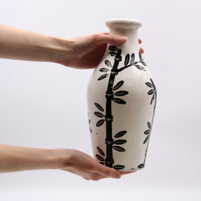 Serenityy Bamboo Motif Shaped VaseNatural TerracottaHandmadeMatt FinishApprox. 4 Cm Neck Diameter from B&Q