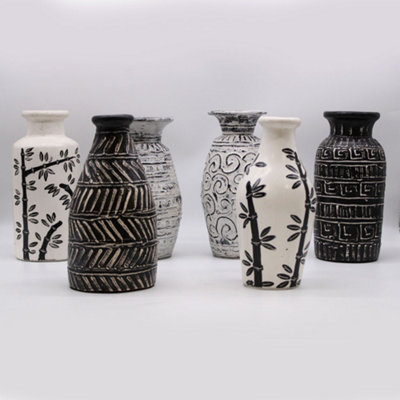 Serenityy Bamboo Motif Straight Terracotta VaseNaturalCylindricalMatt FinishApprox. 6 Cm Neck. from B&Q