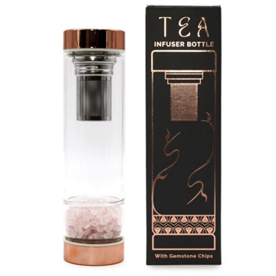 Serenityy Crystal Glass Tea Infuser BottleRose Gold Finish With Rose Quartz Gemstone500 Ml. from B&Q