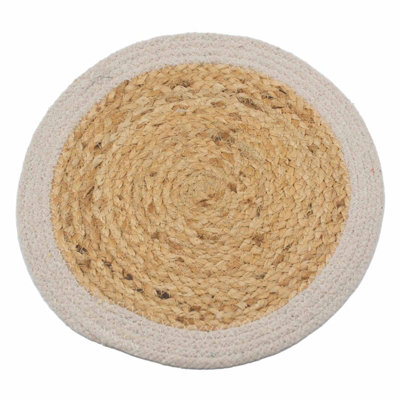 Serenityy Natural Place Mat Jute And Cotton 30Cm With Ivory BorderBoho Tableware Accessory from B&Q