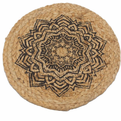 Serenityy Aw Dropship Uk Natural Jute Place Mat 30CmMandala PrintBeigePack Of 1 from B&Q