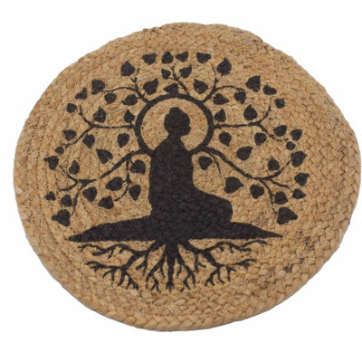 Serenityy Natural Jute Place Mat 30CmBodhi Tree PrintAw Dropship Uk from B&Q