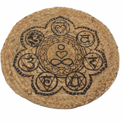 Serenityy Aw Dropship Uk Natural Jute Place Mat 30CmChakra PrintRustic Eco-Friendly Dining Accessory from B&Q