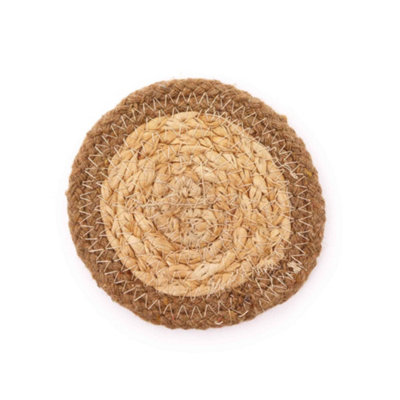 Serenityy Natural CoasterJute & Cotton 10Cm Set Of 4Natural Border from B&Q