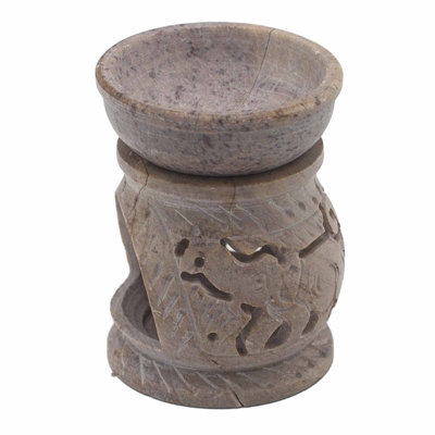 Serenityy Small Soapstone Oil Burner 8CmElephant MotifHand-Carved SoapstoneCompact Aromatherapy Burner. from B&Q