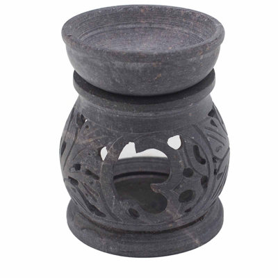 Serenityy Small Soapstone Oil Burner 8CmOmGloss BlackHeat-Resistant from B&Q