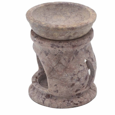 Serenityy Small Soapstone Oil Burner 8CmThree Moon PentagonGloss PurpleCompact Aromatherapy Accessory from B&Q