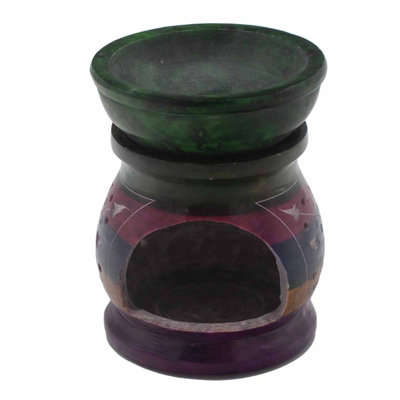Serenityy Soapstone Oil Burner 10CmFlower Of LifeFive ColoursGloss Finish from B&Q