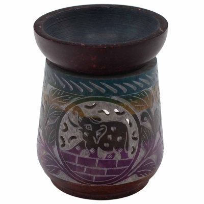 Serenityy Large Soapstone Oil Burner 13X10Cm Elephant DesignFive ColoursGloss Finish from B&Q