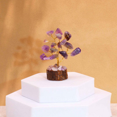 Mini Amethyst Gemstone Tree On Wood Base15 Stones6 Cm HeightSerenityy