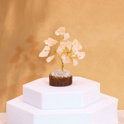 Serenityy Mini Gemstone Tree On Wood BaseRock Quartz 15 Stones6 Cm Decorative Crystal Figurine