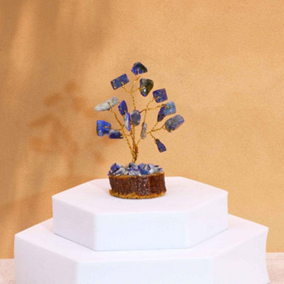 Serenityy Mini Sodalite Gemstone Tree On Wood Base15 Stones6 Cm Decorative Ornament
