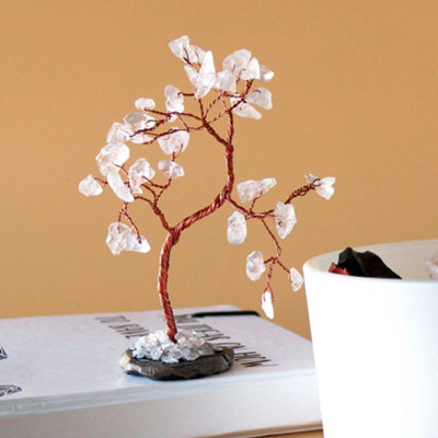 Serenityy Gemstone Tree With 35 Rock Quartz Stones On Black Agate BaseDecorative Wishing Tree from B&Q