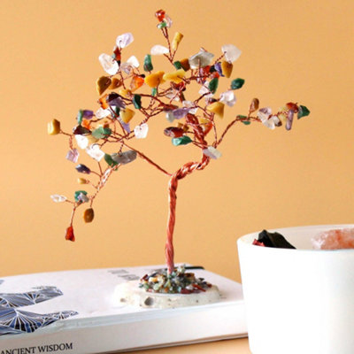 Serenityy Large Gemstone Wishing Tree100 Mixed Stones On Genuine Agate BaseMulti-Coloured from B&Q