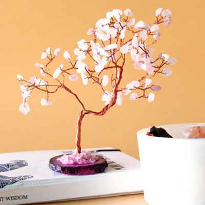 Serenityy Large Gemstone Wishing Tree100 Rose Quartz Stones On Handpicked Pink Agate Base100G from B&Q