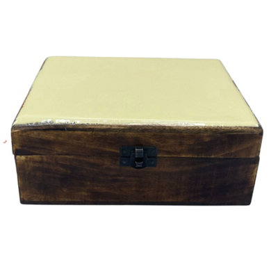 Serenityy Large Ceramic Glazed Wood Keepsake Box 20X15X7.5 CmConcrete from B&Q