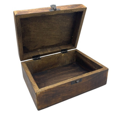 Serenityy Large Ceramic-Glazed Wooden Keepsake Box20 X 15 X 7.5 CmBlack from B&Q