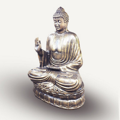 Serenityy 2M Antique Gold Buddha Teaching On Lotus Statue68KgBronze-Effect Finish from B&Q